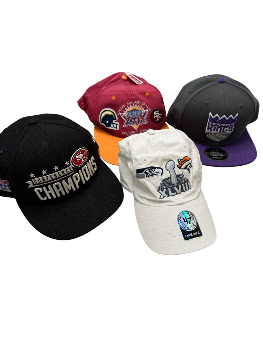 FOOTBALL & Basketball Hats Bundle Of 4, One Size Fits All!
